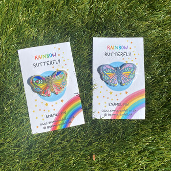 Bright Rainbow Butterfly Enamel Pin Badge, 9 of 11
