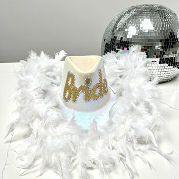 Bride To Be Feather Boa Cowboy Hat, 4 of 7