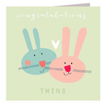Taupe Baby Bunnies Twins Card, 2 of 3