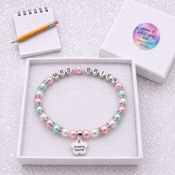 Personalised Thank You Teacher Gift Sports Coach Bracelet Inc Free Gift Box And Message, 2 of 12