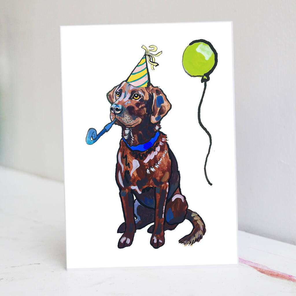 Chocolate Labrador Birthday Card By Pet Portrait Illustration ...