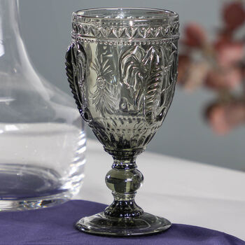 Set Of Four Exotic Embossed Wine Goblets, 3 of 5