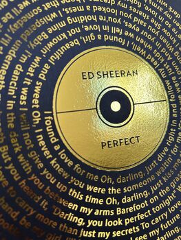 Personalised Foiled Record Song Lyric Print, 10 of 10