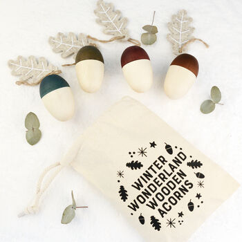 Set Of Personalised Hollow Wooden Acorn Decorations, 3 of 6