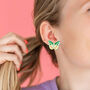 Butterfly Stud Earrings In Green, thumbnail 1 of 2