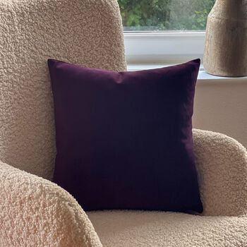 Luxury Super Soft Velvet Cushion Plum Purple, 2 of 4