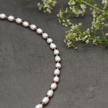 Sterling Silver Seed Pearl And Birthstone Necklace, 4 of 10