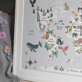 Floral Animal World Map Print, 2 of 8