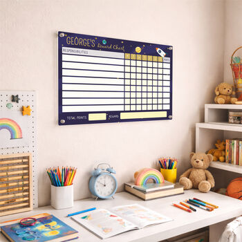 Personalised Acrylic Space Themed Kids Responsibility Chart, 4 of 7