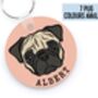 Personalised Pug Keyring, thumbnail 1 of 6