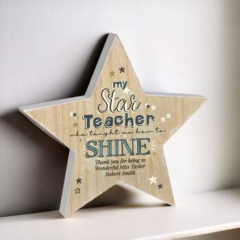 My Star Teacher Wooden Star Personalised, 4 of 5