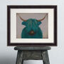 Highland Cow In Turquoise, Art Print Framed Or Unframed, thumbnail 9 of 9