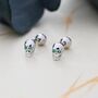 Sterling Silver Extra Tiny Skull Internally Threaded Flat Back/Stud/Screw Back Earrings, thumbnail 1 of 12