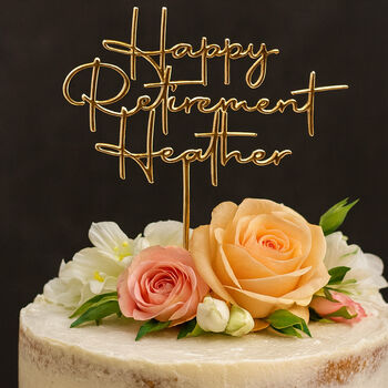 Personalised Gold Retirement Cake Topper Acrylic, 5 of 5