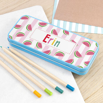 Personalised Melon Pattern Pencil Case Tin, 5 of 10
