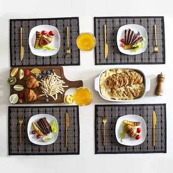 Set Of Six Black Bamboo Placemats, 5 of 7