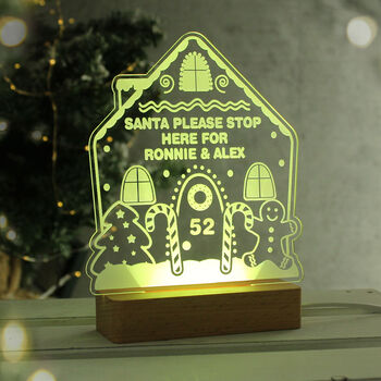 Personalised Gingerbread House Wooden Based LED Christmas Light, 8 of 10