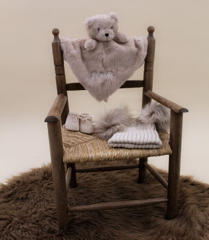 Personalised And Embroidered Beige Soft Furry Bear Comforter, 2 of 5