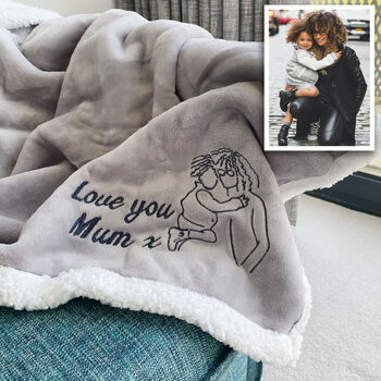 Personalised Embroidered Photo Mochal Sherpa Blanket, 10 of 11