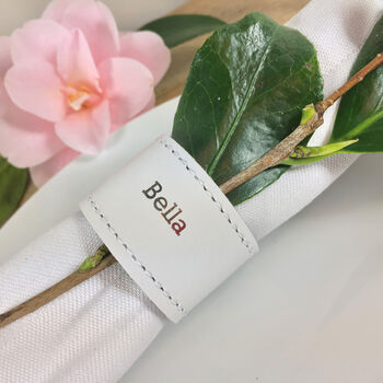 Six Personalised Leather Napkin Rings, 6 of 10