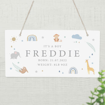 Personalised Safari Animals Wooden Sign, 3 of 4