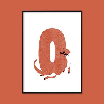 O For Otter Children's Initial Print, 2 of 3
