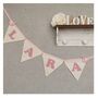 Pink Bunting, New Baby Nursery Gift, Cream And Pink Personalised Bedroom Wall Banner, thumbnail 1 of 7
