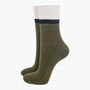 Glitter Mid Calf Ribbed Cotton Boot Socks Contrast Cuff Khaki Cream, thumbnail 1 of 3