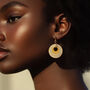 Yellow And White Stripey Circular Earrings, thumbnail 2 of 6