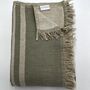 Milos Linen Blend Striped Blanket Sage Green, thumbnail 4 of 12