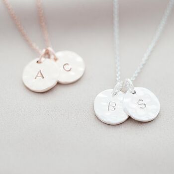 Personalised Hammered Double Initial Disc Necklace, 6 of 12