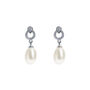 Stockholm Crystal And Pearl Rhodium Plated Earrings, thumbnail 2 of 6