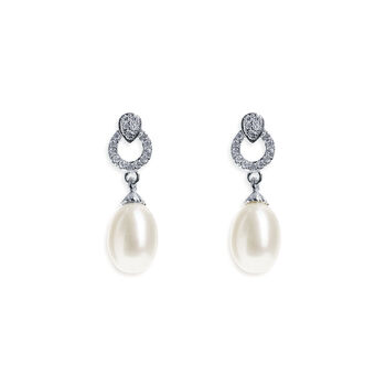 Stockholm Crystal And Pearl Rhodium Plated Earrings, 2 of 6