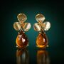 24k Gold Citrine Flower Drop Earrings, thumbnail 1 of 3