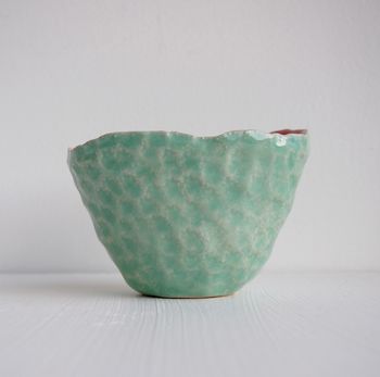 A Handmade Ceramic Turquoise And Pink Vase, 4 of 7