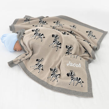 Personalised Zebra Baby Blanket Neural, 4 of 11