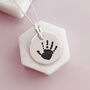 Sterling Silver Handprint Disc Necklace, thumbnail 1 of 8