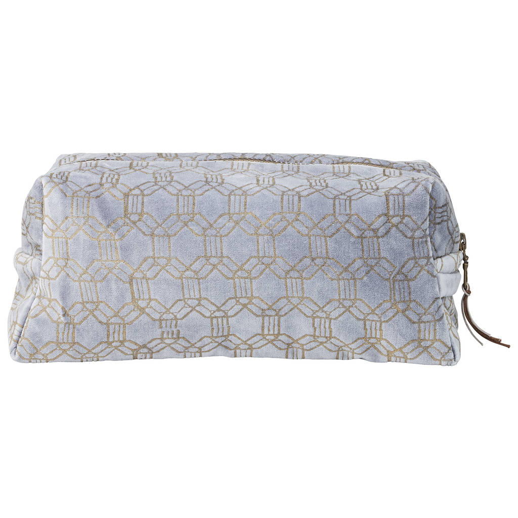 Dusky Blue And Bronze Velour Cosmetic Bag By Ella James ...