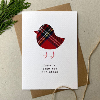 Cute Tartan Robin Scottish Christmas Card, 5 of 5