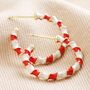 Red And White Twisted Enamel Hoops In Gold Plating, thumbnail 2 of 8