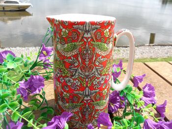 Large China Jug In William Morris Red Strawberry Thief Design, 5 of 8