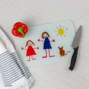 Personalised Child's Drawing Chopping Board For Dads, 3 of 8