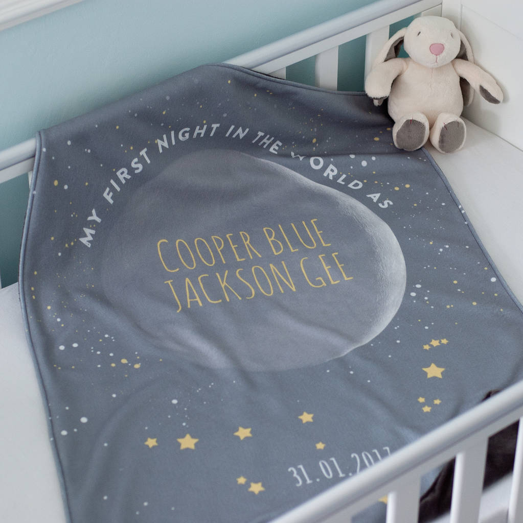 Phase Of Moon And Star Sign Personalised Baby Blanket, 1 of 6