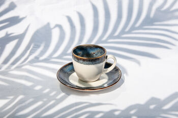 Navy Set Of Six Porcelain Espresso Cup And Saucer, 4 of 12