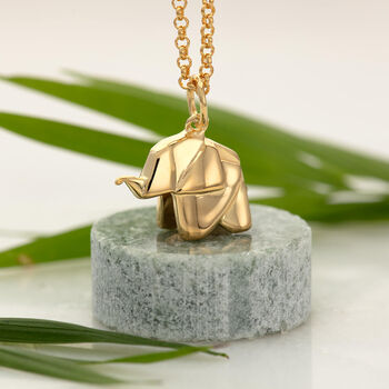Origami Elephant Necklace, Silver Or Gold Plated, 2 of 12
