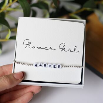 Personalised Flower Girl Beaded Bracelet, 2 of 5