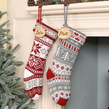 Personalised Nordic Chunky Knit Christmas Stockings, 4 of 6