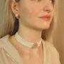 Multi Strand Pearl Rose Gold Zircon Stone Choker Set, thumbnail 1 of 10