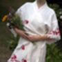 Organic Short Cotton Kimono: White With Hearts, thumbnail 1 of 2