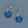 Sapphire Blue Round Glass Drop Earrings, thumbnail 2 of 12